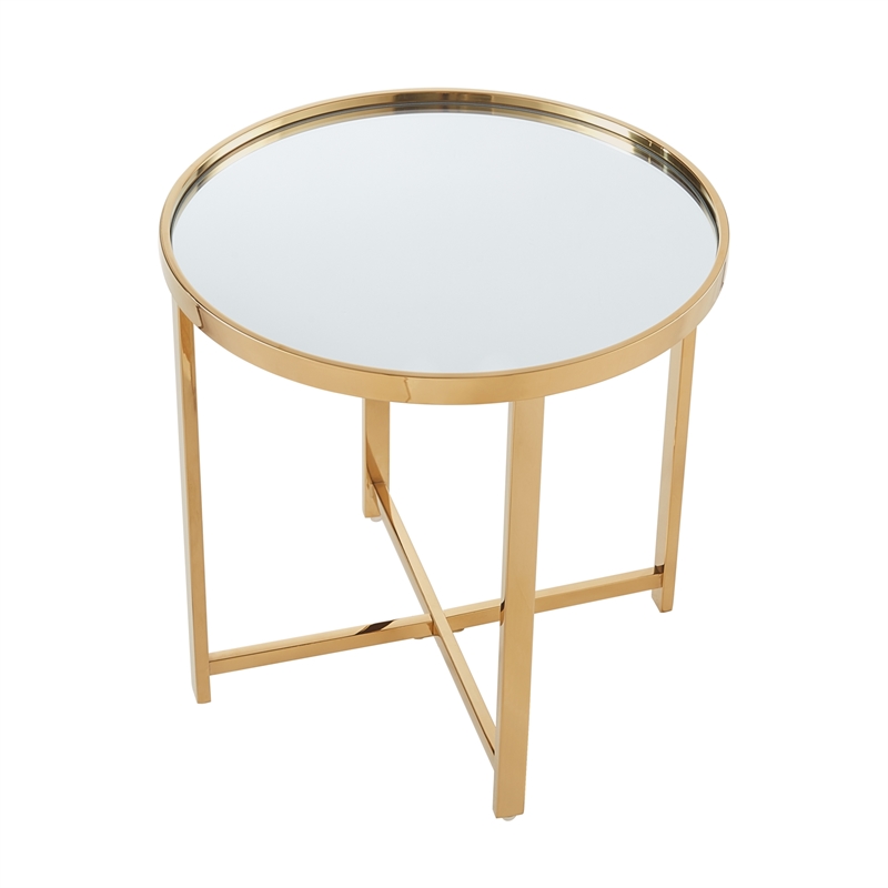 Posh Living Leiah Cross Legs End Table Gold