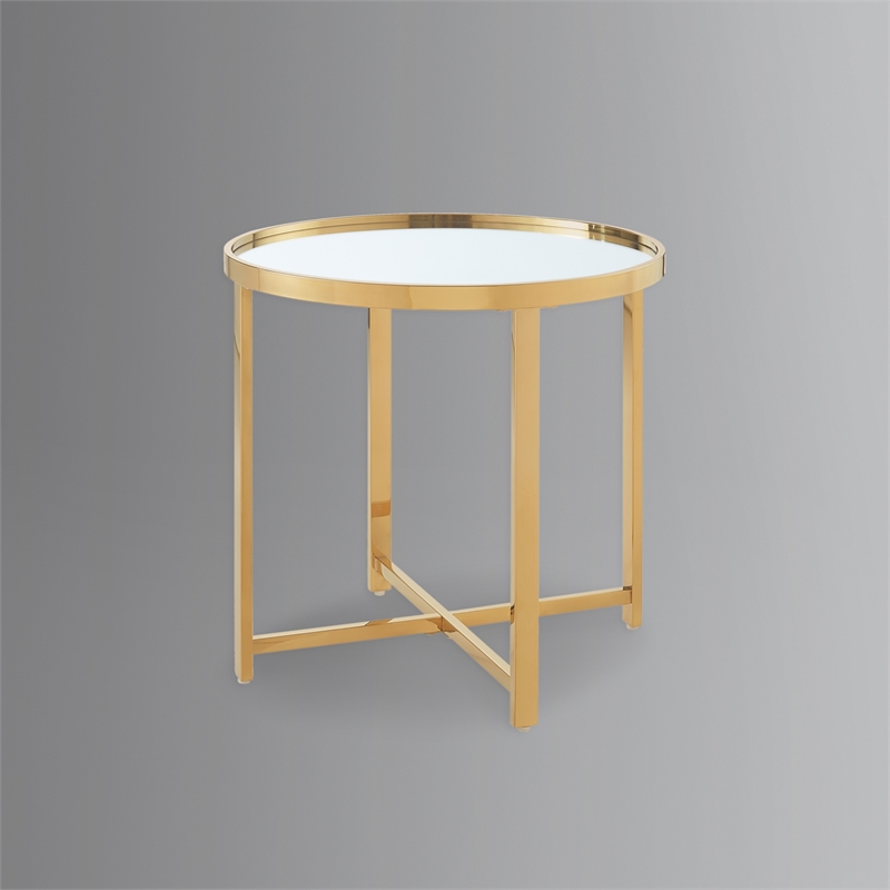 Posh Living Leiah Cross Legs End Table Gold