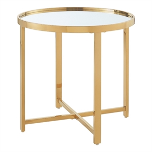 Posh Living Leiah Cross Legs End Table Gold