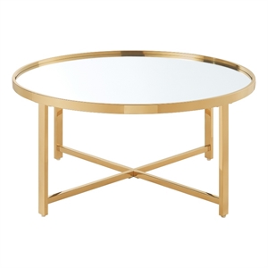 Posh Living Leiah Coffee Table Gold With Mirrored Top