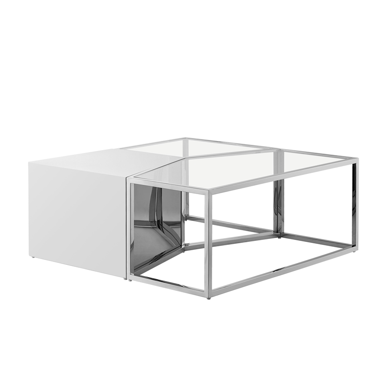 Posh Living Kristy 3 Pieces Coffee Table Chrome