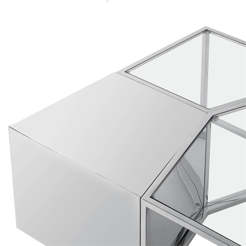 Posh Living Kristy 3 Pieces Coffee Table Chrome