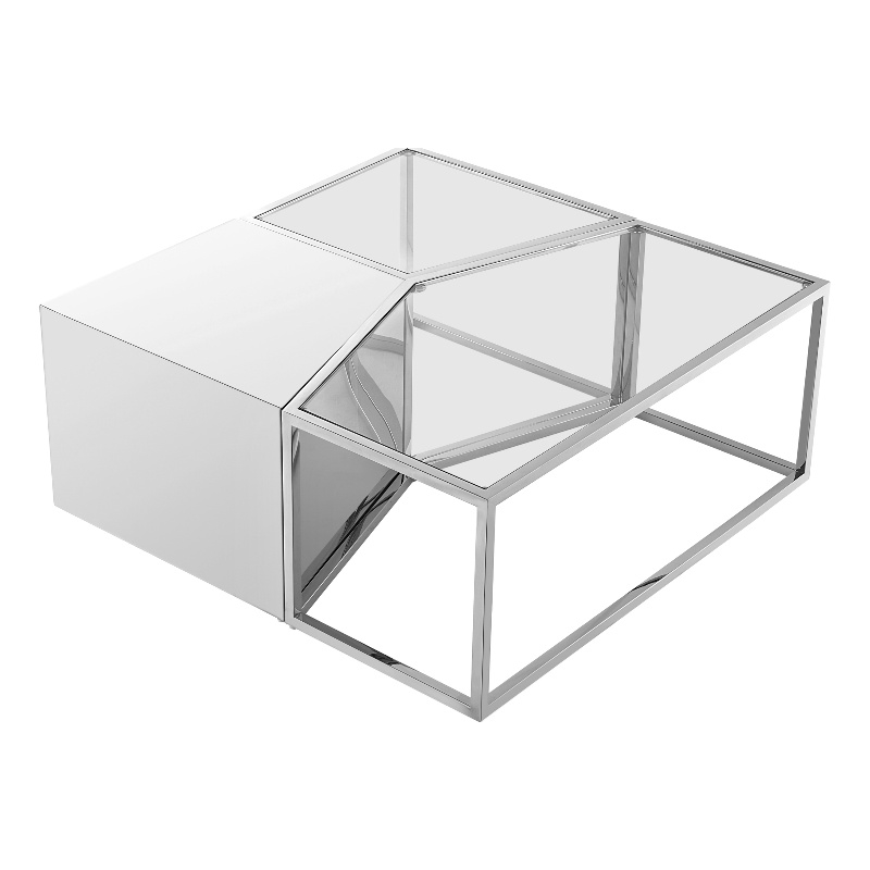 Posh Living Kristy 3 Pieces Coffee Table Chrome