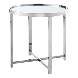 Posh Living Leiah Cross Legs End Table Chrome