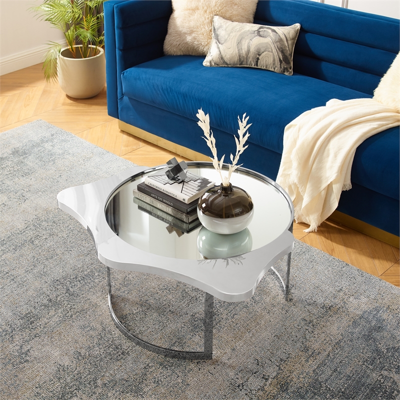 Posh Living Lamiyah Coffee Table Chrome With Mirrored Top