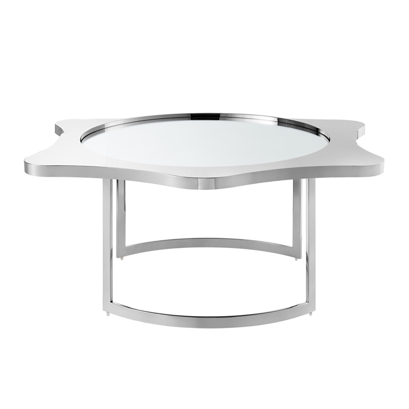 Posh Living Lamiyah Coffee Table Chrome With Mirrored Top