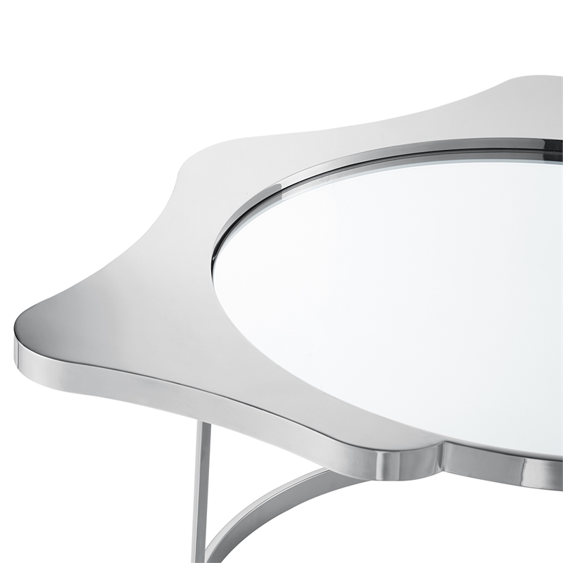 Posh Living Lamiyah Coffee Table Chrome With Mirrored Top