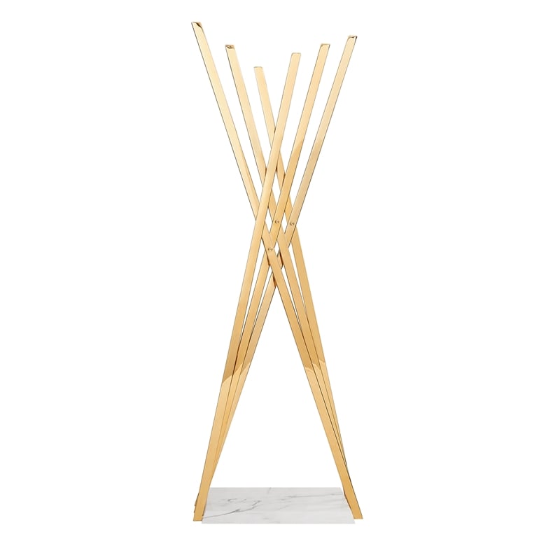 Posh Living Kayliana  Marble Base Freestanding Coat Rack Gold
