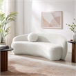 Posh Living Gabby Upholstered Sherpa & Wood Sofa with Curve Back in White