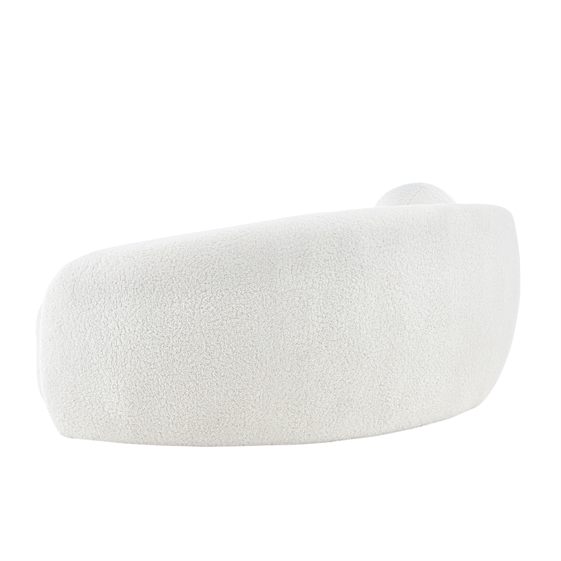 Posh Living Gabby Upholstered Sherpa & Wood Sofa with Curve Back in White