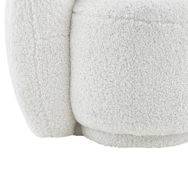 Posh Living Gabby Upholstered Sherpa & Wood Sofa with Curve Back in White