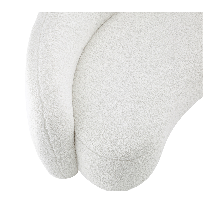 Posh Living Gabby Upholstered Sherpa & Wood Sofa with Curve Back in White