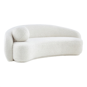 Posh Living Gabby Upholstered Sherpa & Wood Sofa with Curve Back in White