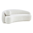 Posh Living Gabby Upholstered Sherpa & Wood Sofa with Curve Back in White