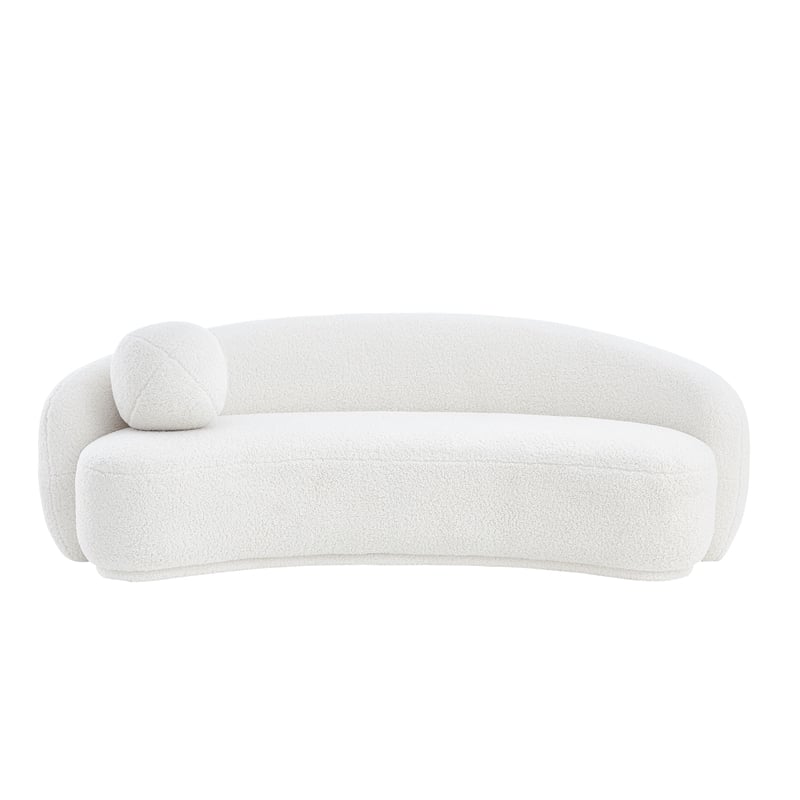 Posh Living Gabby Upholstered Wood & Sherpa Sofa with Curve Back in White