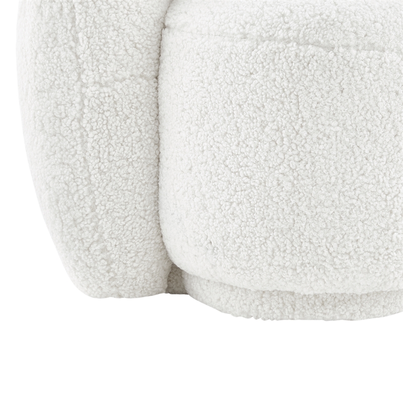 Posh Living Gabby Upholstered Wood & Sherpa Sofa with Curve Back in White