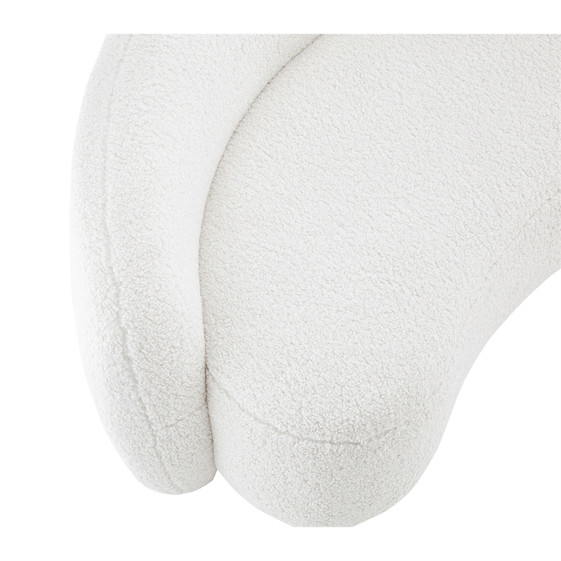 Posh Living Gabby Upholstered Wood & Sherpa Sofa with Curve Back in White