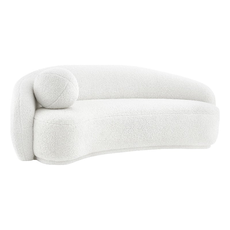 Posh Living Gabby Upholstered Wood & Sherpa Sofa with Curve Back in White