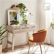 Posh Living Aralyn Wood & Rattan Vanity Table in Beige/Natural