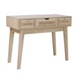Posh Living Aralyn Wood & Rattan Vanity Table in Beige/Natural