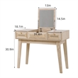 Posh Living Aralyn Wood & Rattan Vanity Table in Beige/Natural