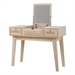 Posh Living Aralyn Wood & Rattan Vanity Table in Beige/Natural