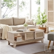 Posh Living Aralyn 2-Door Wood & Rattan Coffee Table in Beige/Natural