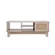 Posh Living Aralyn 2-Door Wood & Rattan Coffee Table in Beige/Natural