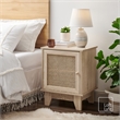 Posh Living Aralyn Rattan & Wood Side Table Nightstand in Natural/Beige