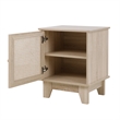 Posh Living Aralyn Rattan & Wood Side Table Nightstand in Natural/Beige