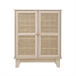 Posh Living Aralyn 2-Door Wood & Rattan Cabinet with Shelves in Beige/Natural