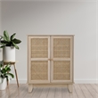 Posh Living Aralyn 2-Door Wood & Rattan Cabinet with Shelves in Beige/Natural