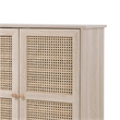 Posh Living Aralyn 2-Door Wood & Rattan Cabinet with Shelves in Beige/Natural