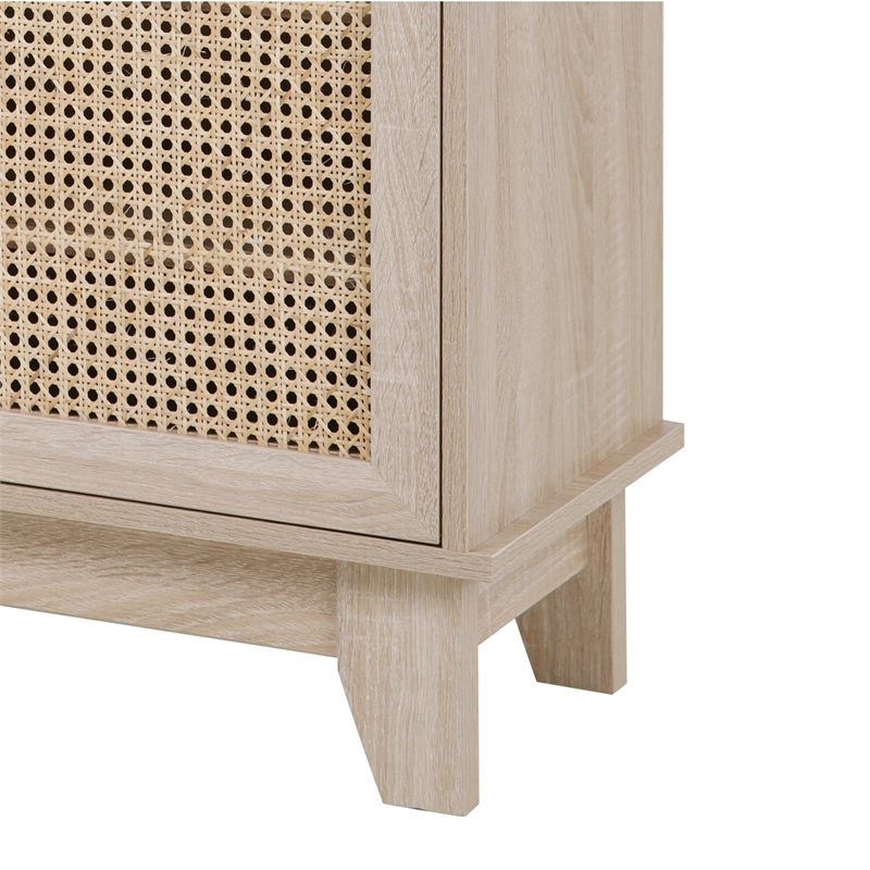 Posh Living Aralyn 2-Door Wood & Rattan Cabinet with Shelves in Beige/Natural