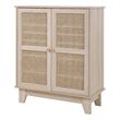 Posh Living Aralyn 2-Door Wood & Rattan Cabinet with Shelves in Beige/Natural