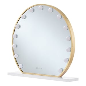 Posh Living Armand Glass Vanity Makeup Mirror with LED Lights in Gold