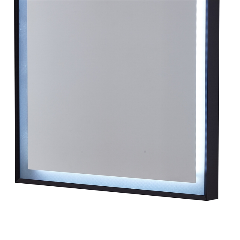 Posh Living Auron Rectangular Glass Mirror with LED Lights in Black