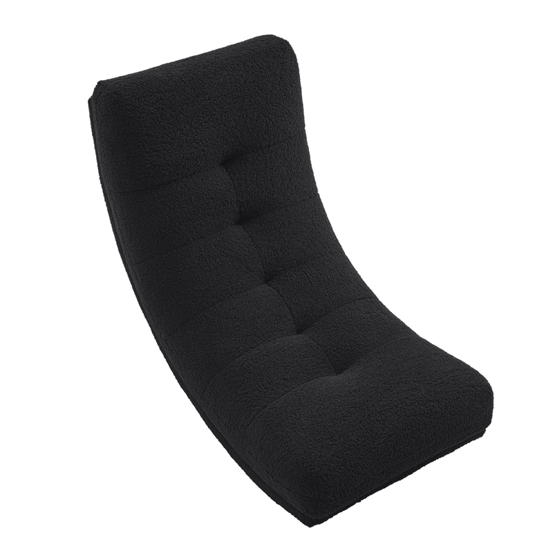 Posh Living Allana Upholstered Sherpa & Wood Rocking Chair in Black
