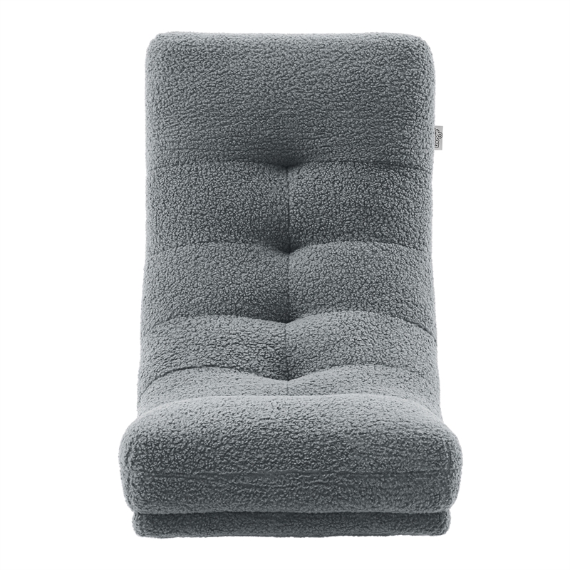 Posh Living Allana Upholstered Sherpa & Wood Rocking Chair in Gray