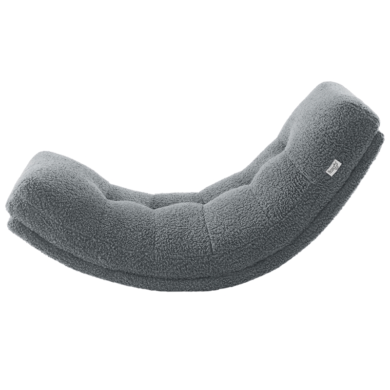 Posh Living Allana Upholstered Sherpa & Wood Rocking Chair in Gray