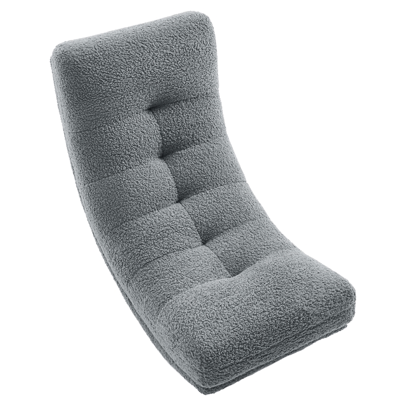 Posh Living Allana Upholstered Sherpa & Wood Rocking Chair in Gray