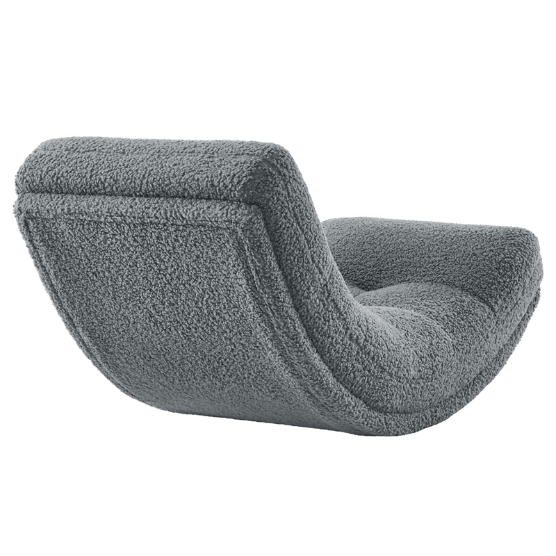 Posh Living Allana Upholstered Sherpa & Wood Rocking Chair in Gray