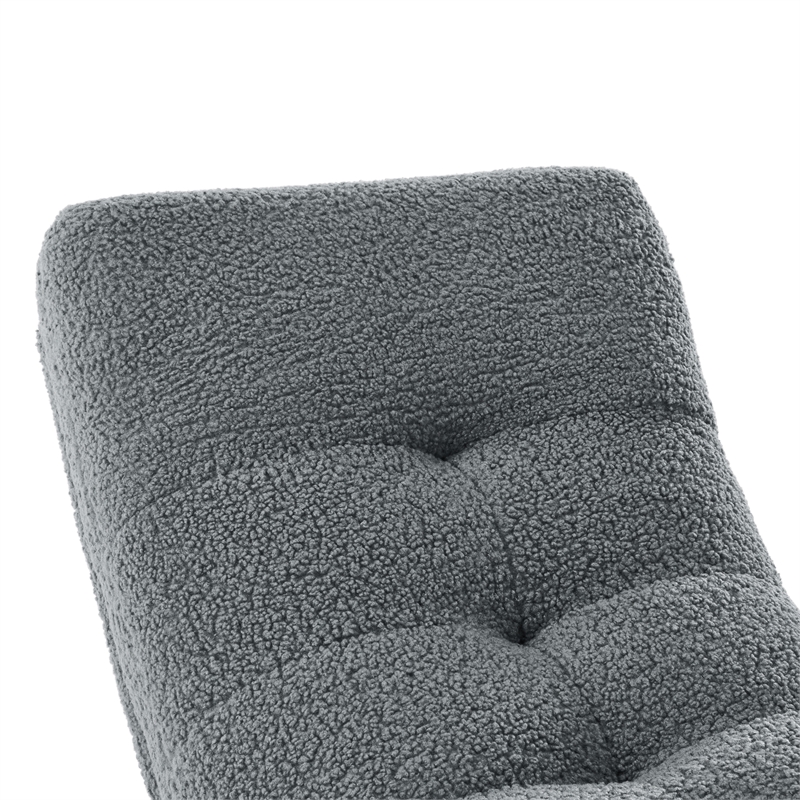 Posh Living Allana Upholstered Sherpa & Wood Rocking Chair in Gray