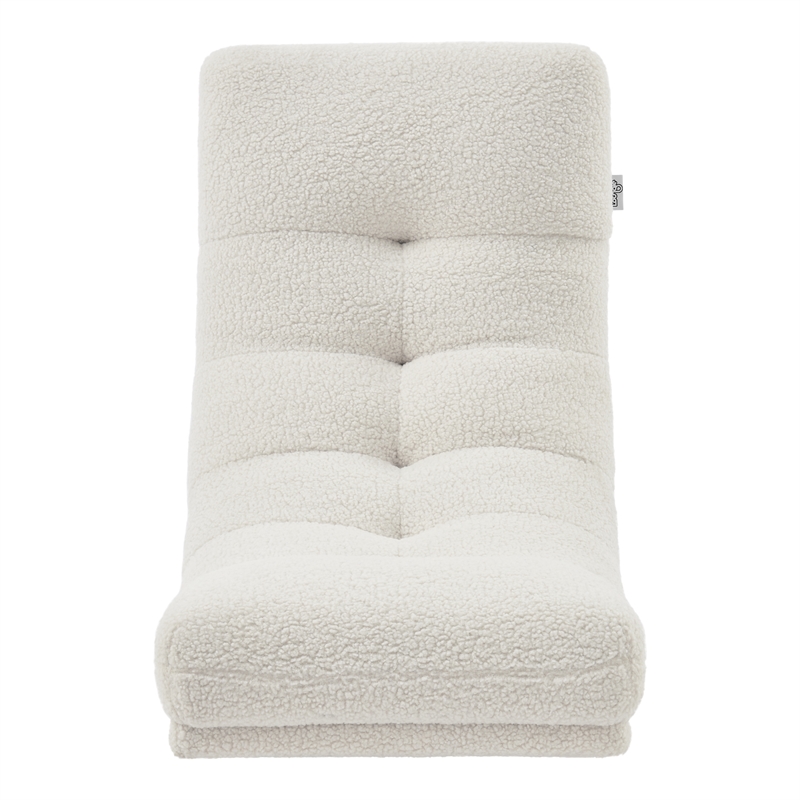 Posh Living Allana Upholstered Sherpa & Wood Rocking Chair in Ivory White