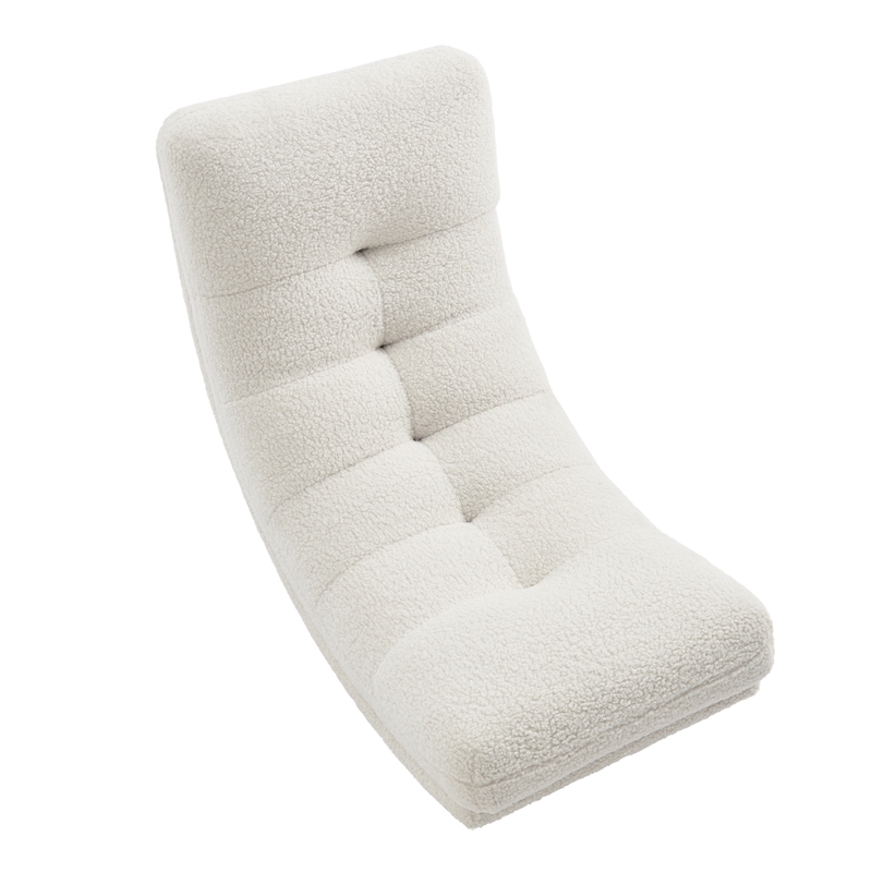 Posh Living Allana Upholstered Sherpa & Wood Rocking Chair in Ivory White