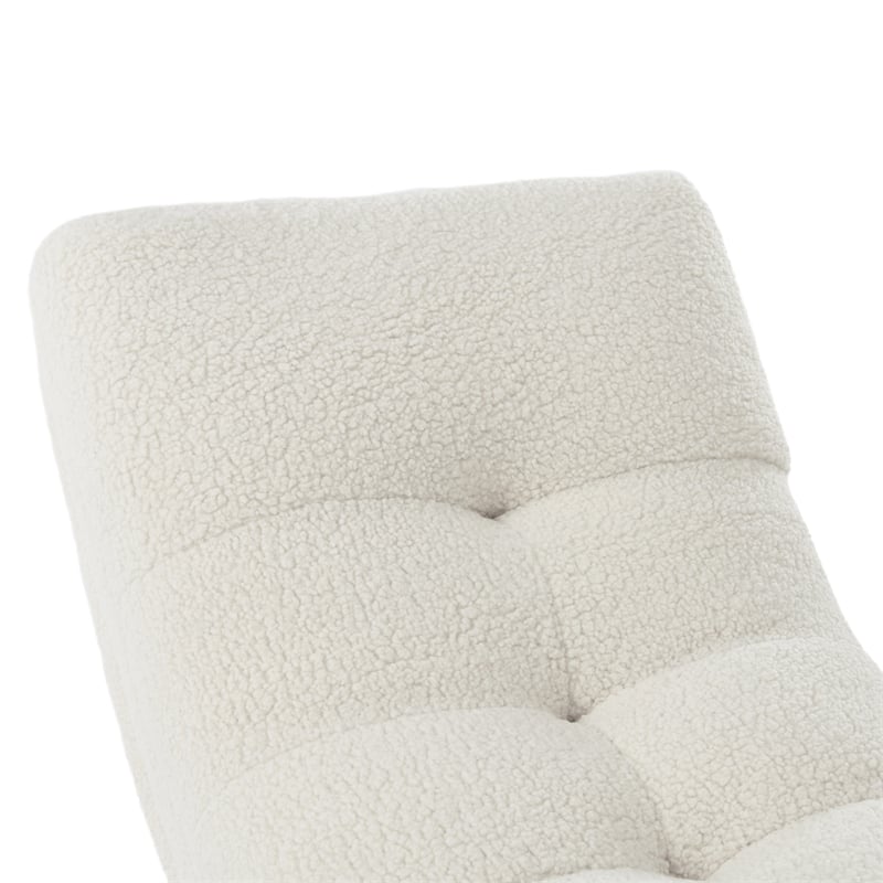 Posh Living Allana Upholstered Sherpa & Wood Rocking Chair in Ivory White