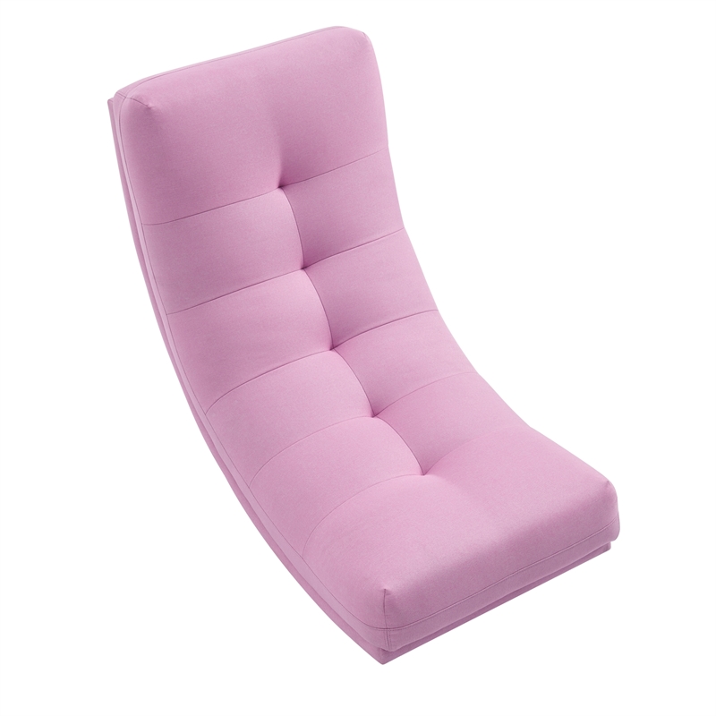Posh Living Allana Upholstered Linen & Wood Rocking Chair in Pink