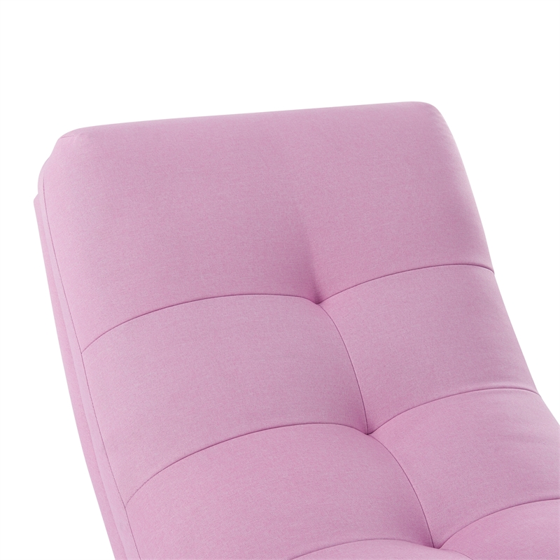 Posh Living Allana Upholstered Linen & Wood Rocking Chair in Pink