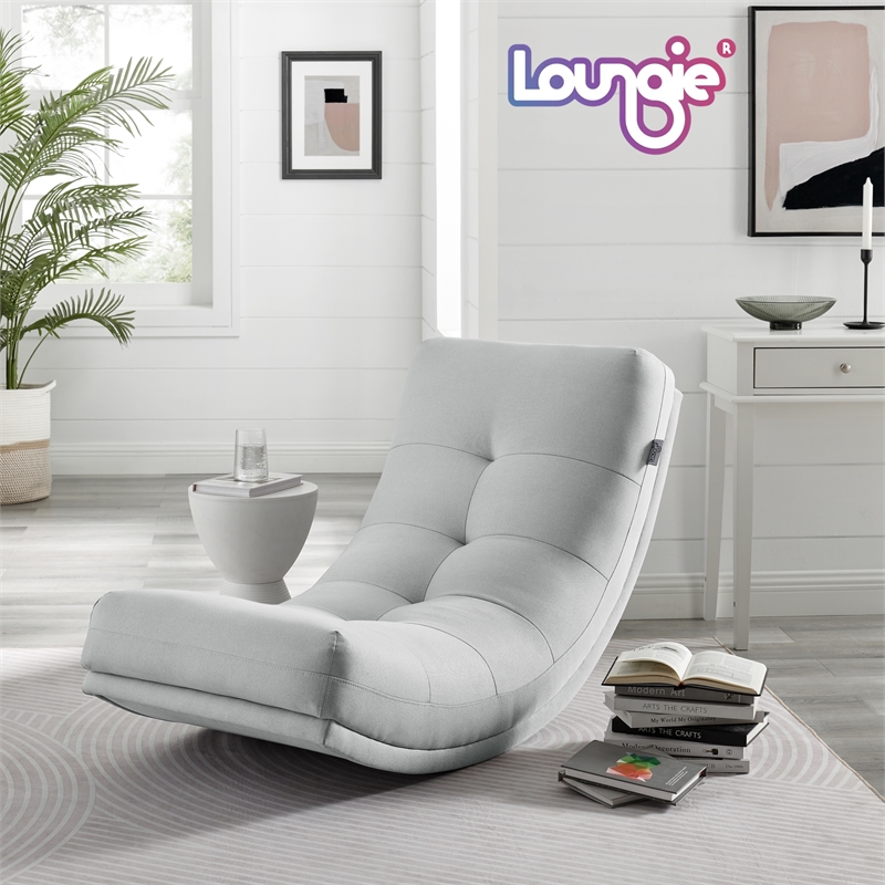 Posh Living Allana Upholstered Linen & Wood Rocking Chair in Gray