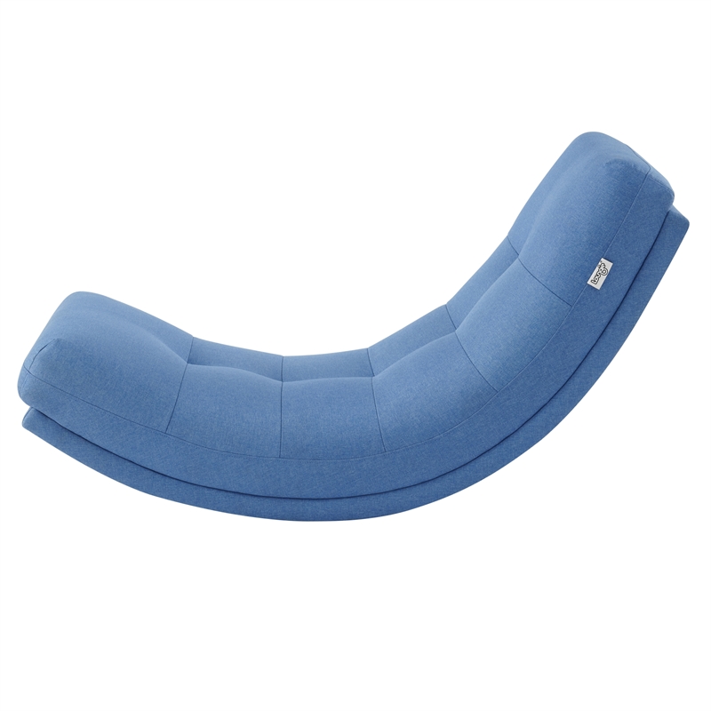 Posh Living Allana Upholstered Linen & Wood Rocking Chair in Blue